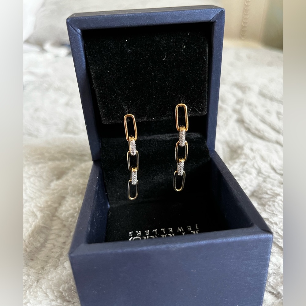 Paper Clip Earrings With .15 Carat TW Of Diamonds In 10kt Yellow Gold